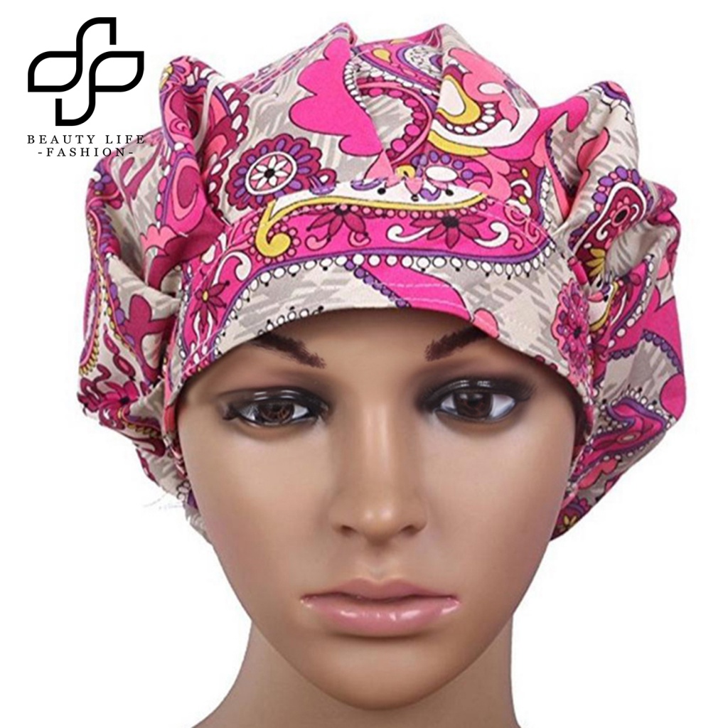 Nón Cotton Thoáng Khí In Họa Tiết Hoa Có Thể Điều Chỉnh Cho Beautician