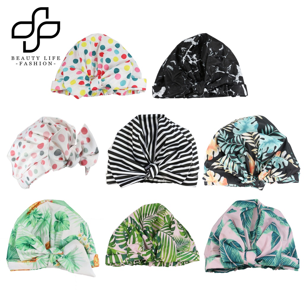 Mũ Trùm Tóc Khi Tắm Co Giãn Chống Thấm Nước In Họa Tiết Lá Cây Tùy Chỉnh Tiện Dụng Cho