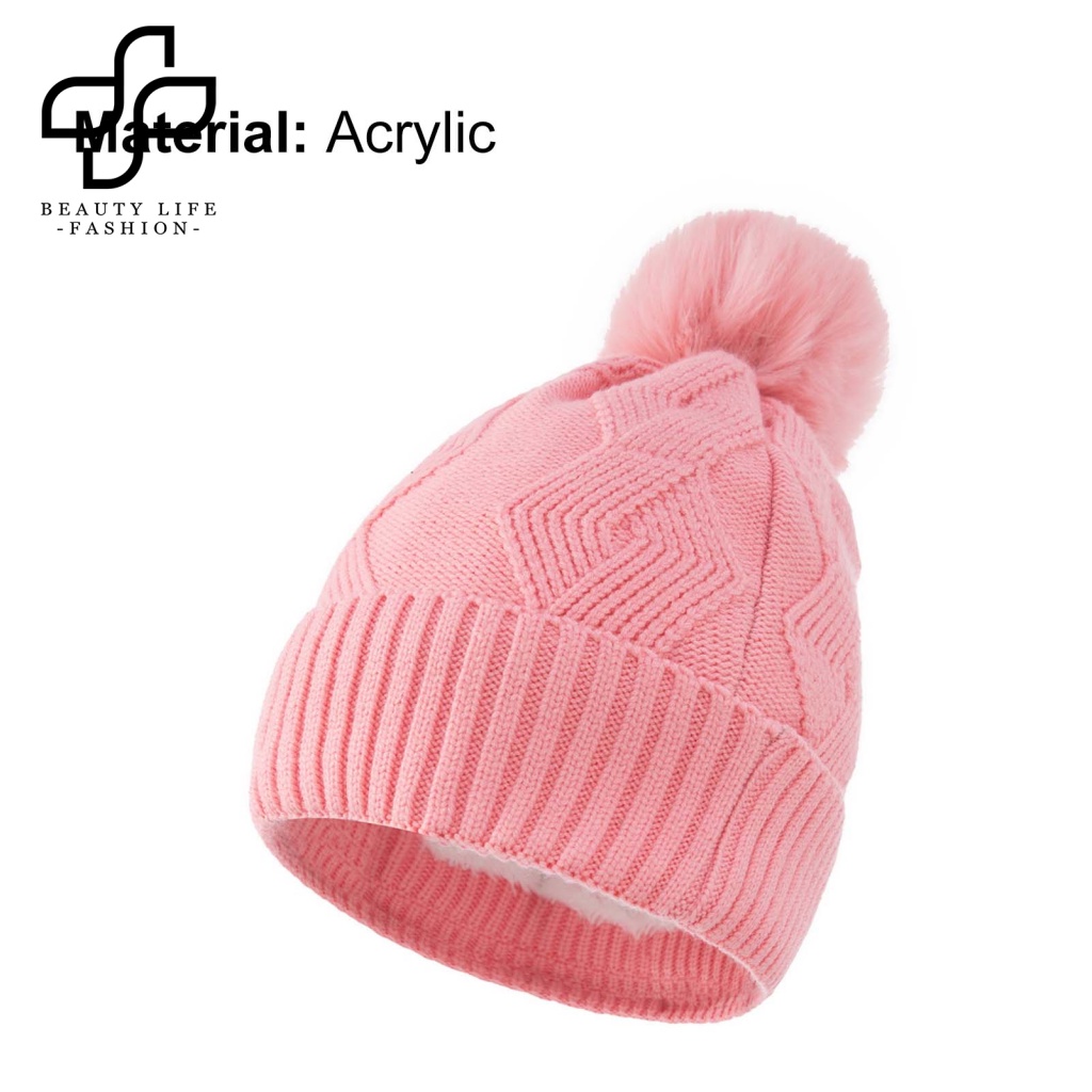 Mũ Beanie Dệt Kim Màu Trơn Giữ Ấm Mùa Đông Dành Cho Nữ