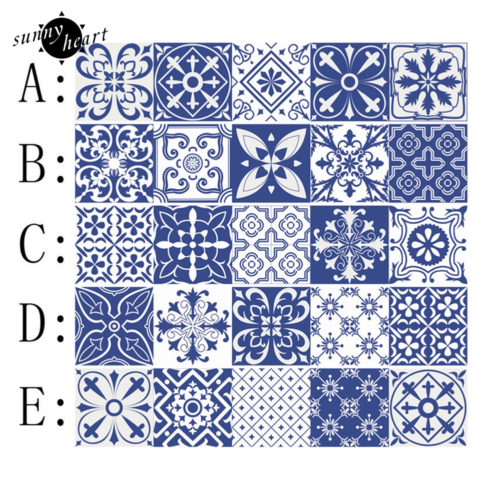 Sticker PVC Dán Tường Chống Ẩm Họa Tiết Gạch Phong Cách Địa Trung Hải