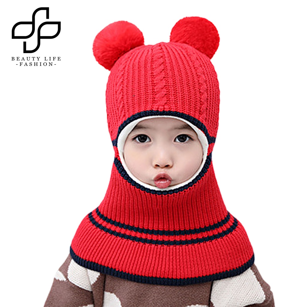 Beautylifefashion Mũ Dệt Kim Trùm Đầu Giữ Ấm Mùa Đông Kèm Chụp Tai Và Băng Đô Dành Cho Bé