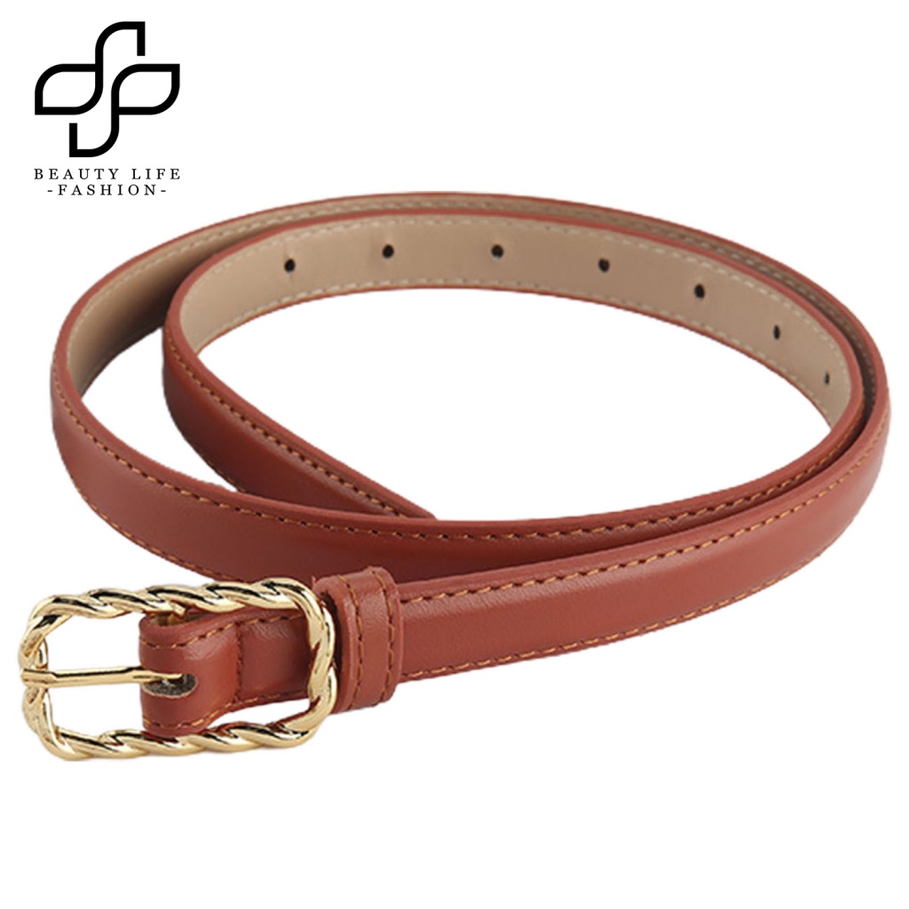 Beautylife Thắt Lưng Da Giả Khóa Xoắn Màu Vàng Kim Chống Phai Màu Có Thể Điều Chỉnh Được Phong Cách Vintage Thời Trang May Vá Hàng Ngày Cho Nữ
