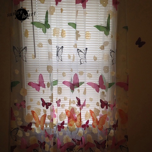 Rèm Cửa Xuyên Thấu Họa Tiết Bươm Bướm Trang Trí Nội Thất