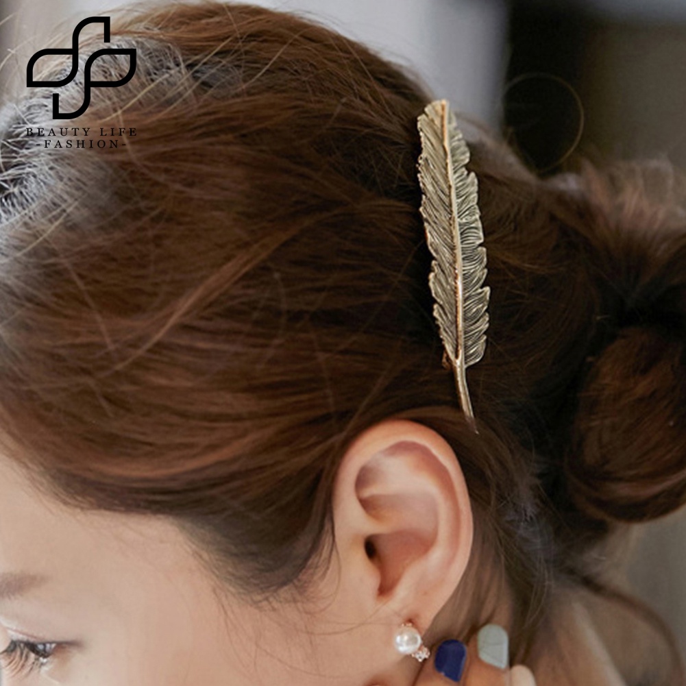 Bộ 3 Kẹp Tóc Bằng Hợp Kim Hình Chiếc Lá Phong Cách Cổ Điển Cho Nữ