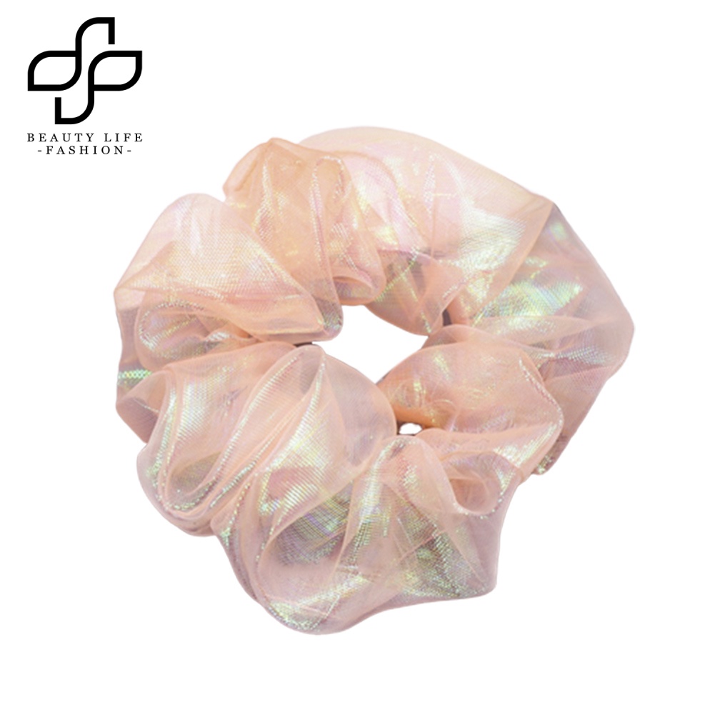 Dây Cột Tóc Cao Su Co Giãn Màu Trơn Lấp Lánh Thời Trang Cho Nữ