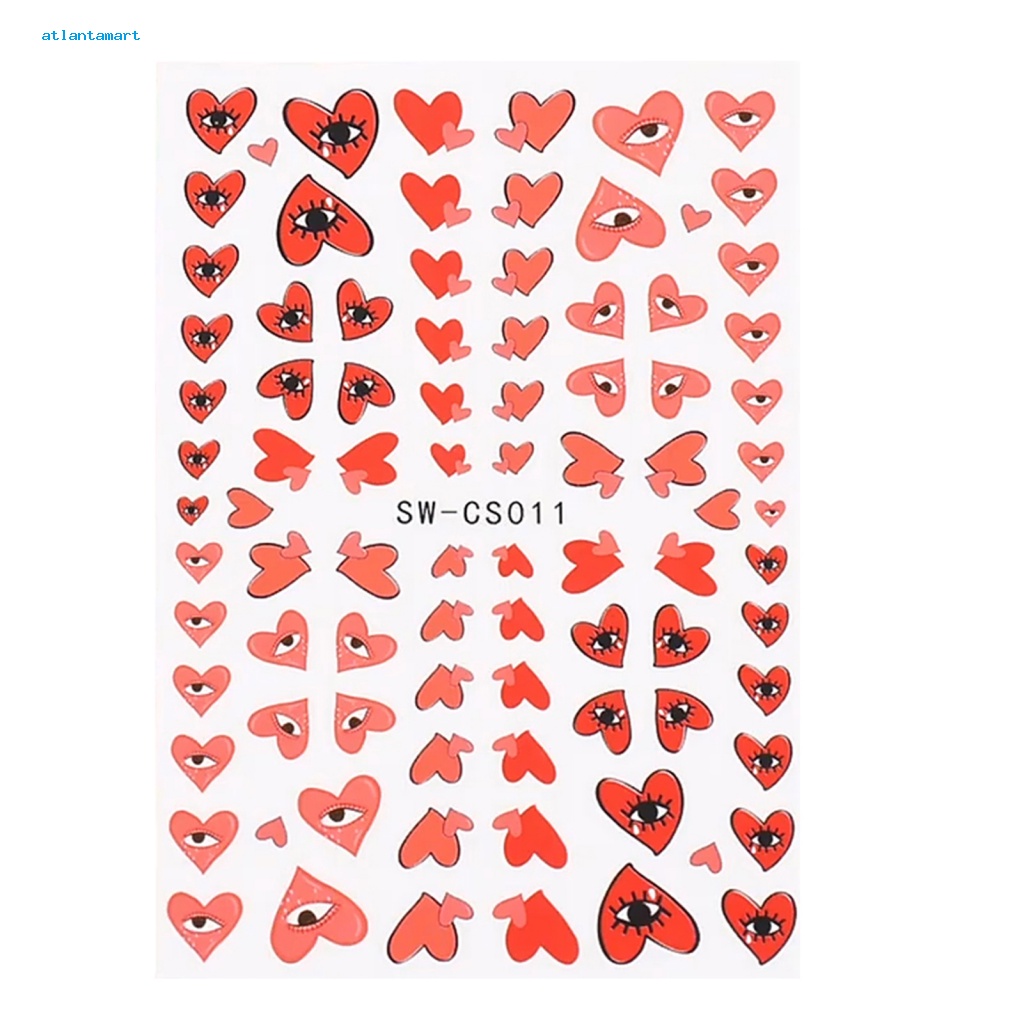 Túi Đựng Đồ Dùng Cao Cấp Tiện Dụng| Bộ 2 Tấm Sticker Dán Móng Tay Nghệ Thuật Họa Tiết Trái Tim Mắt Quỷ 3D Không Gây Kích Ứng Có Thể Tháo Rời