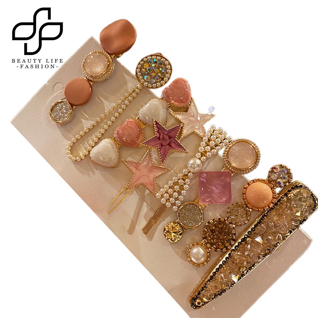 Set 7 / 8 Kẹp Tóc Hình Sao Biển / Ngọc Trai Giả Cho Nữ
