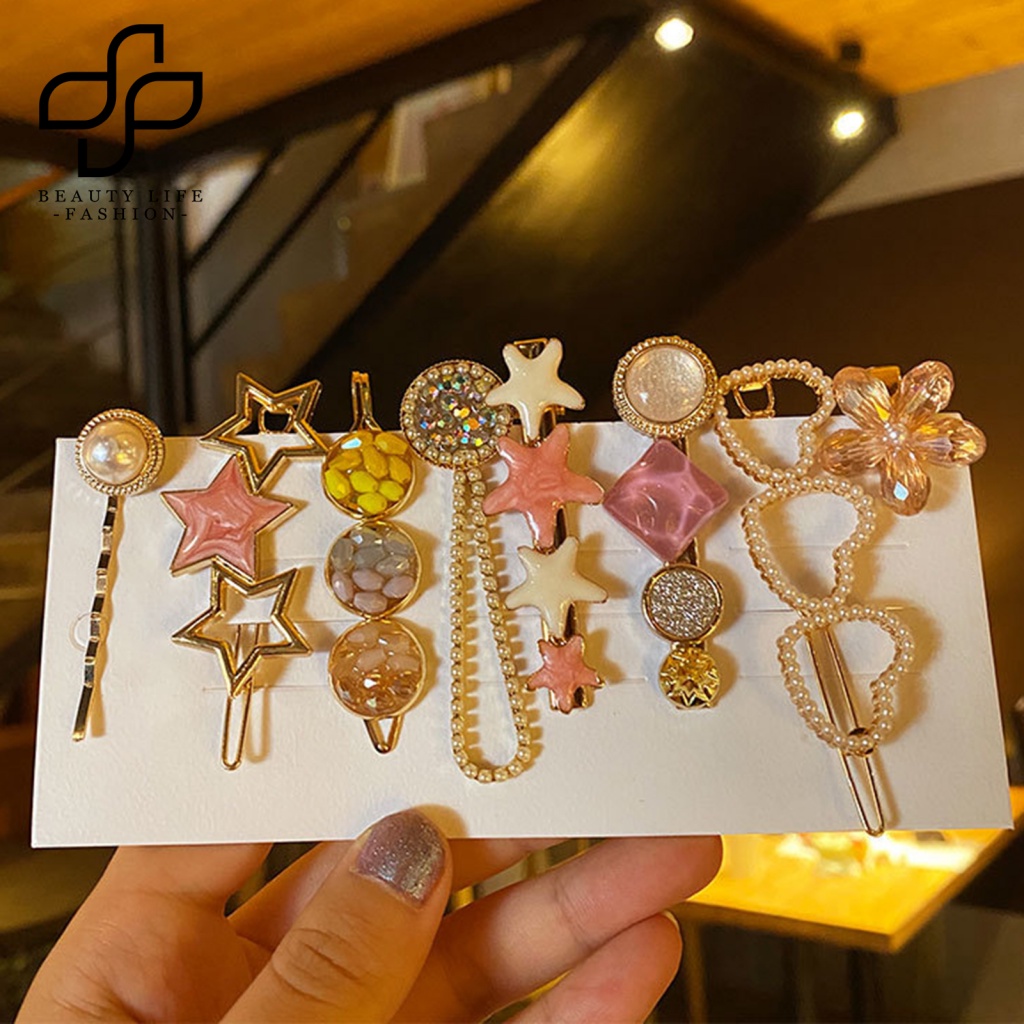 Set 7 / 8 Kẹp Tóc Hình Sao Biển / Ngọc Trai Giả Cho Nữ