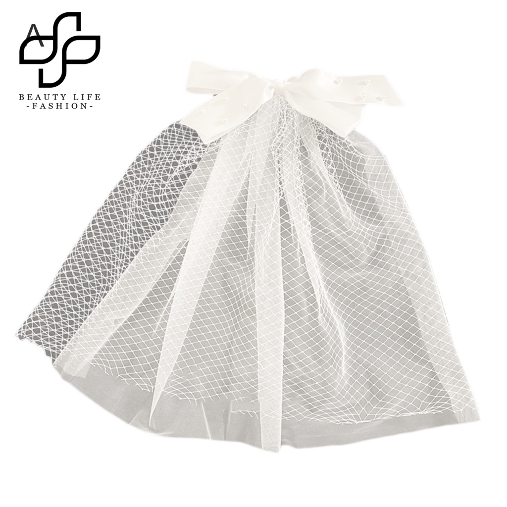 Kẹp Tóc Hình Nơ Bằng Vải Tuyn Màu Trắng Dùng Làm Đạo Cụ Chụp Ảnh Cho Bé Gái