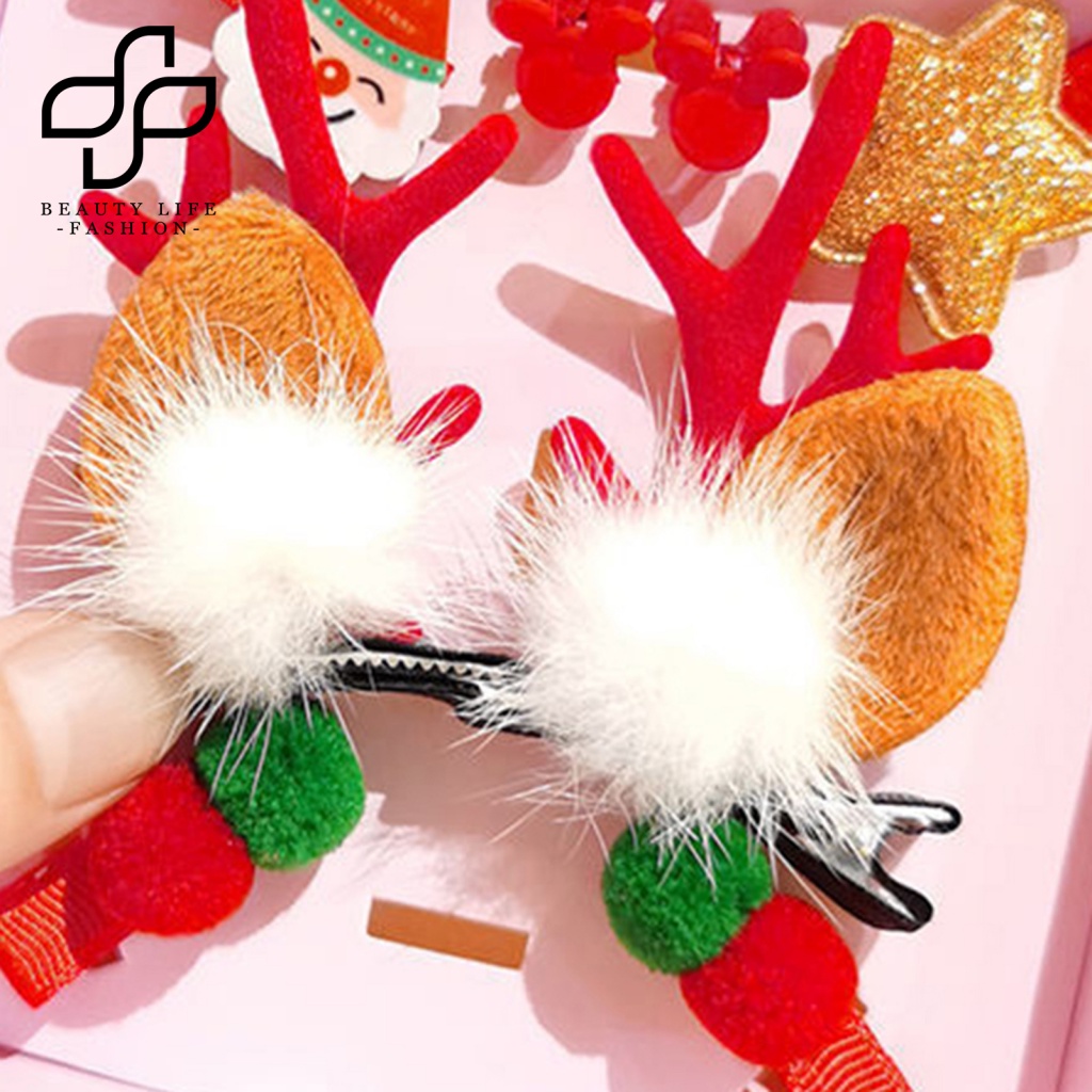 1 Bộ Kẹp Tóc Hình Sừng Hươu Giáng Sinh Bằng Vải Thoải Mái