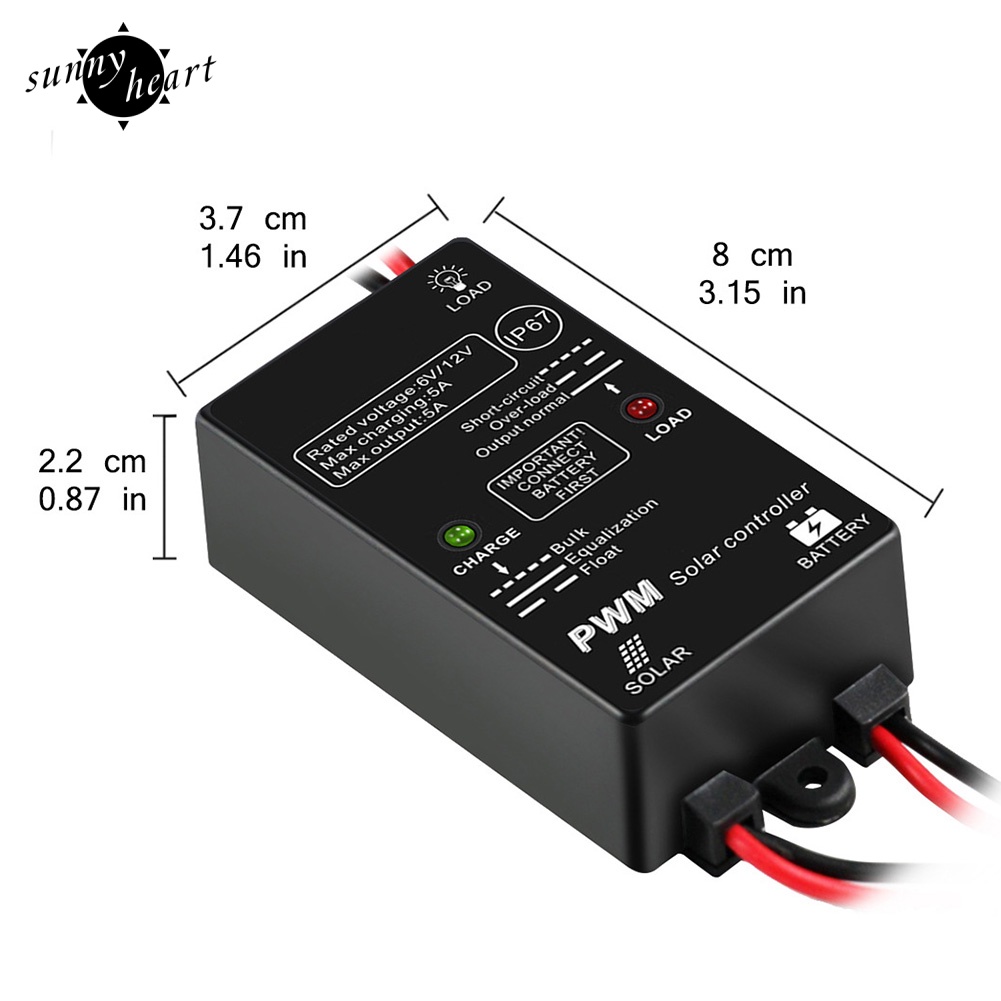 Bộ Điều Khiển Sạc Năng Lượng Mặt Trời Chống Nước 5A 12V