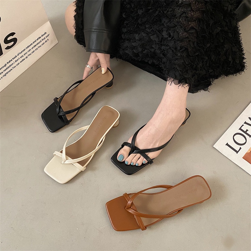 Dép Cao Gót Mũi Vuông Thời Trang Hàn Quốc Dành Cho Nữ 02601