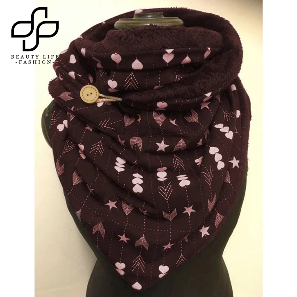 Khăn Choàng Cổ Bằng Lông Nhung Giữ Ấm Mùa Thu Đông Họa Tiết Trái Tim Mũi Tên