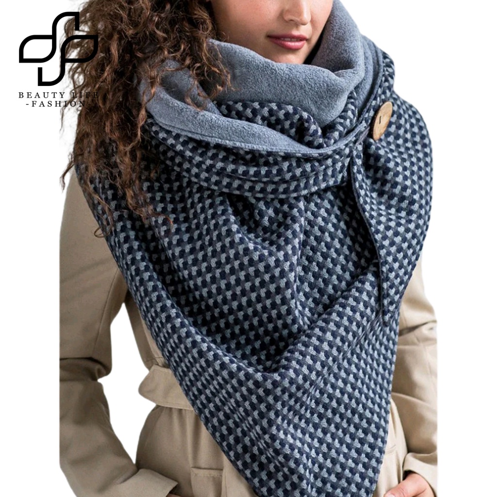 Khăn Choàng Cổ Dệt Kim Dày Mềm Mại Giữ Ấm Mùa Đông Cho Nữ