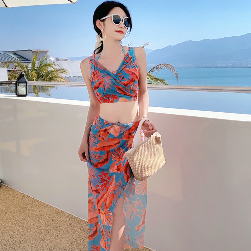 Bộ Đồ Bơi bikini Ba Mảnh Che Bụng Phong Cách Hàn Quốc 2023 Quyến Rũ Cho Nữ