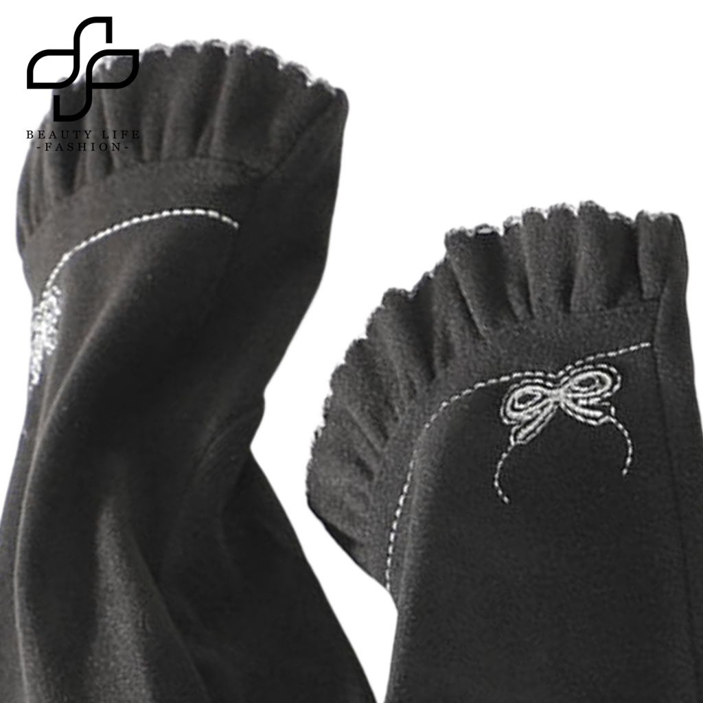 1 Đôi Găng Tay Chống Gió Chống Lạnh Dày Dặn Màu Trơn Có Thể Chạm Màn Hình Cảm Ứng Thời Trang Thu Đông Cho Nữ