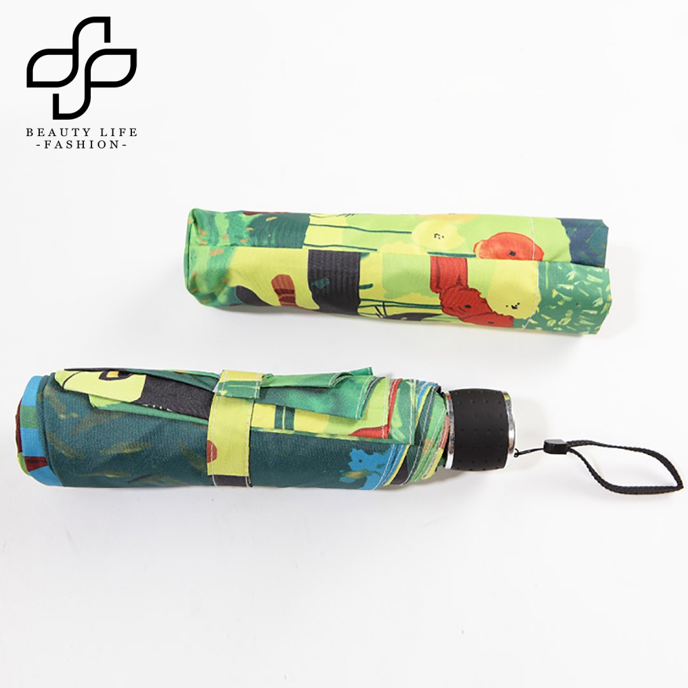 Dù Gấp Chống Tia UV Họa Tiết Mèo Hoạt Hình Dễ Thương