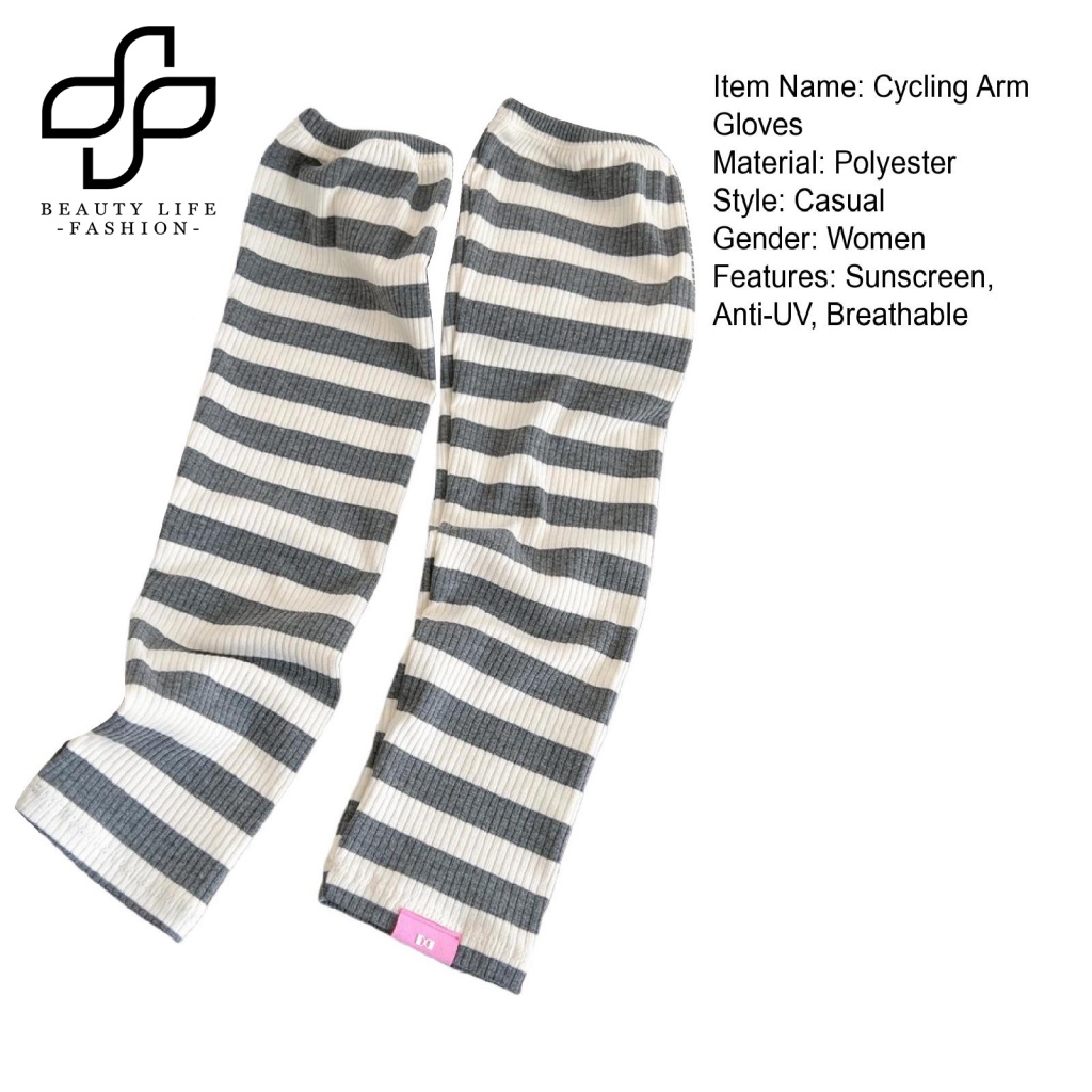 1 Cặp Găng Tay Chống Nắng / Tia UV / Chống Trượt Độ Co Giãn Cao Thoáng Khí In Kẻ Sọc Màu Sắc Tương Phản Thời Trang Mùa