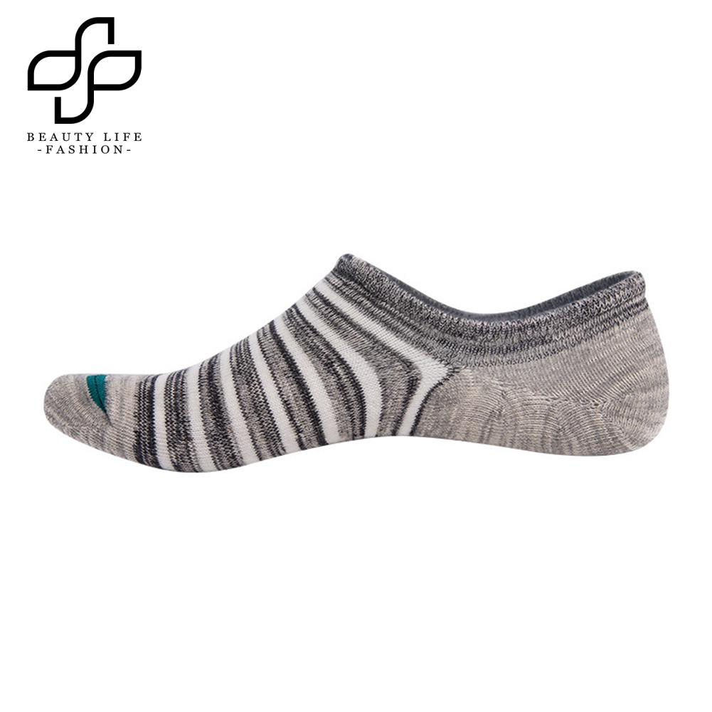 Bộ 5 Đôi Vớ Thuyền Cotton Cổ Thấp Họa Tiết Sọc Thoáng Khí Chống Trượt Thời Trang Mùa Hè Cho Nam