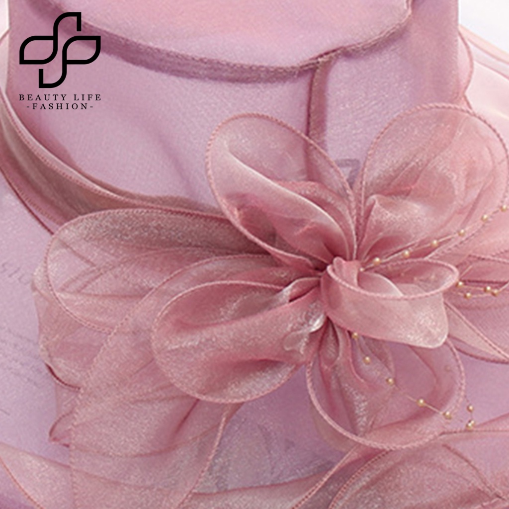 Nón Rộng Vành Phối Lưới Họa Tiết Hoa Thời Trang Đi Biển