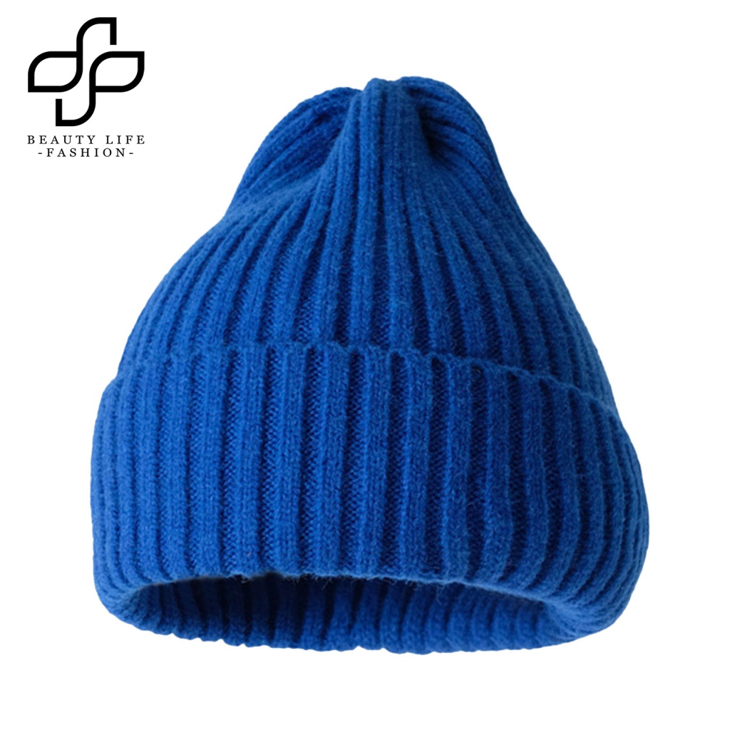 Mũ Beanie Dệt Kim Màu Trơn Không Vành Co Giãn Thoáng Khí Giữ Ấm Mùa Đông Cho Nữ