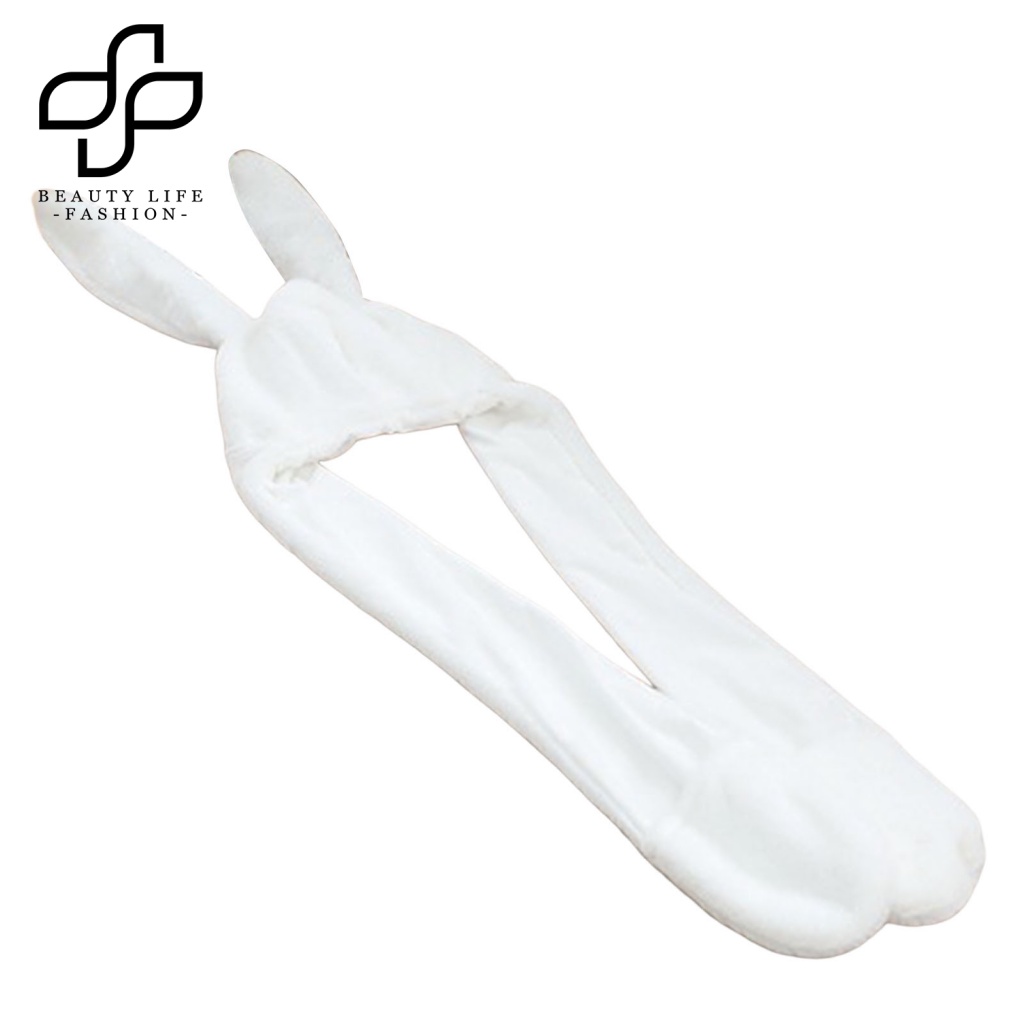 Khăn Choàng Cổ / Mũ Tai Thỏ / Găng Tay 3 Trong 1 Bằng Vải Bông Dày Dặn Họa Tiết Hoạt Hình Dễ Thương Dành Cho