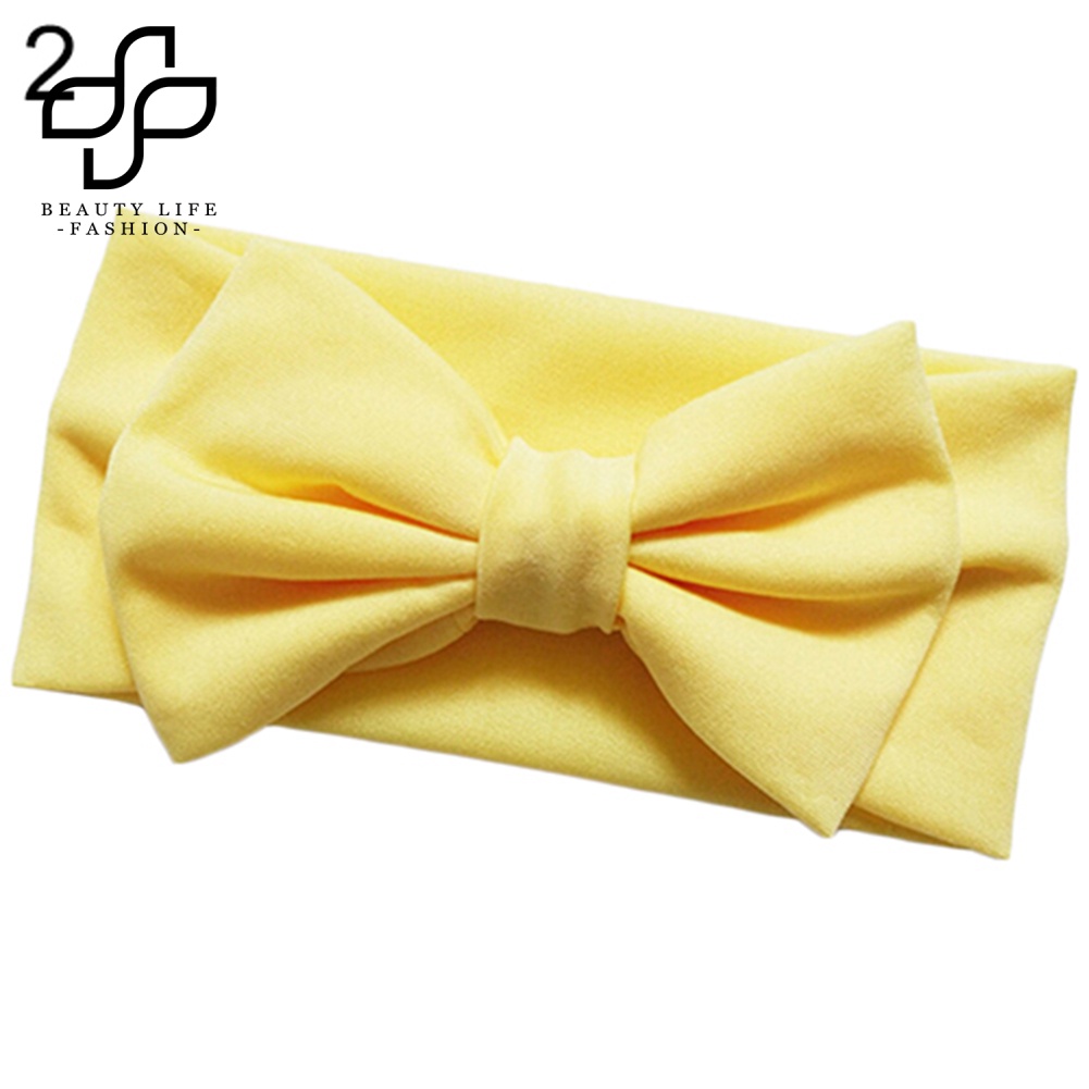 Băng Đô Nơ Co Giãn Màu Kẹo Trơn Dễ Thương Cho Bé Gái