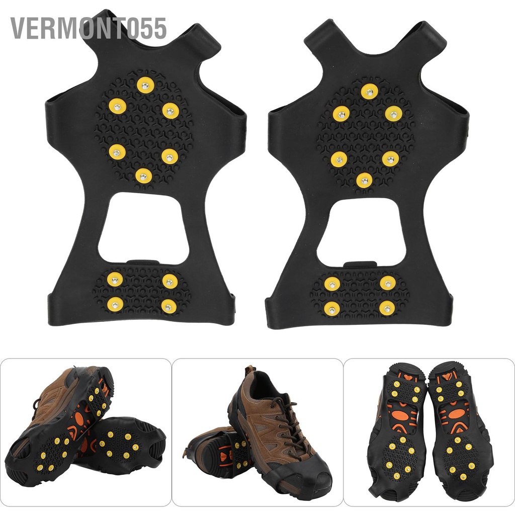 Vermont055 2 Chiếc 10 Răng Crampons Ngoài Trời Tuyết Leo Núi Chống Trơn Trượt Giày Gai Băng Cho Đi Bộ Đường Dài