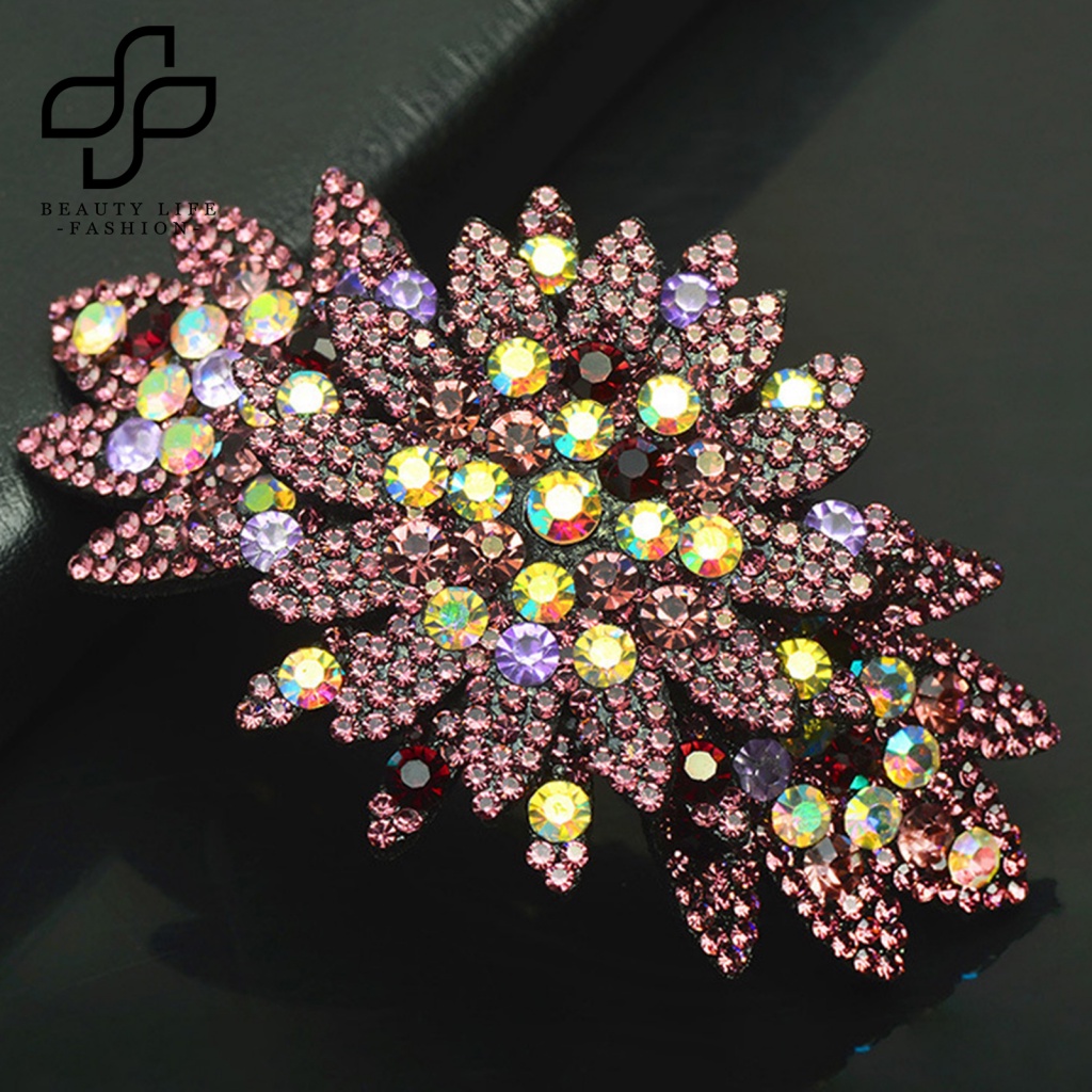 Kẹp Tóc Hình Hoa Đính Đá Lấp Lánh Chống Trượt Thời Trang Sang Trọng