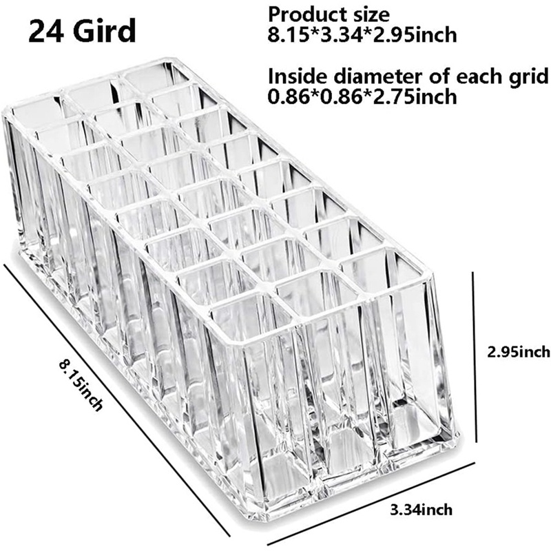 Hộp Đựng Son Môi 24 Ngăn Bằng Nhựa Acrylic Trong Suốt Tiện Dụng