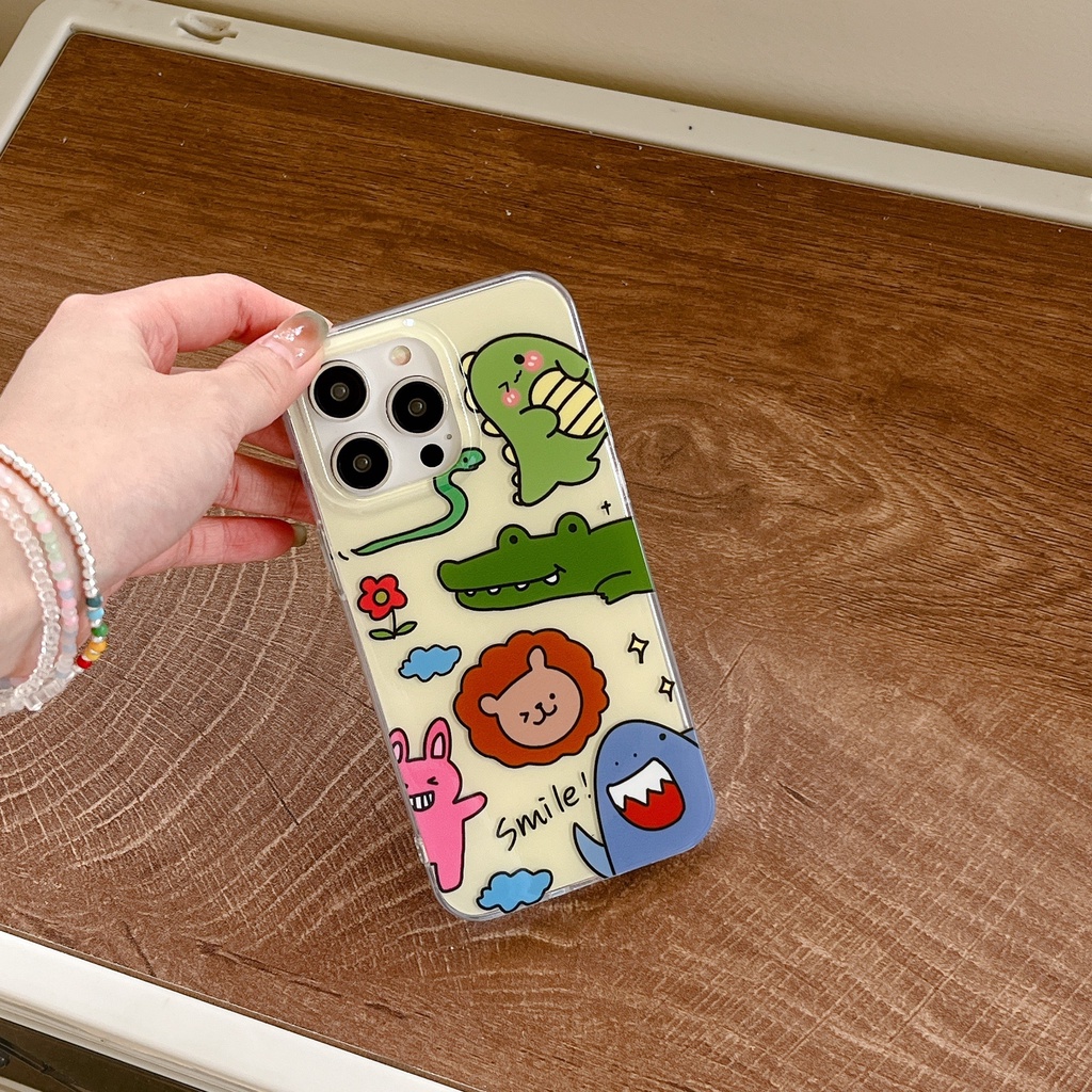 Ốp Điện Thoại IMD Hai Mặt Chống Sốc Họa Tiết Da Cá Sấu / Sư Tử Cho IPhone 14 13 12 11 Pro Max