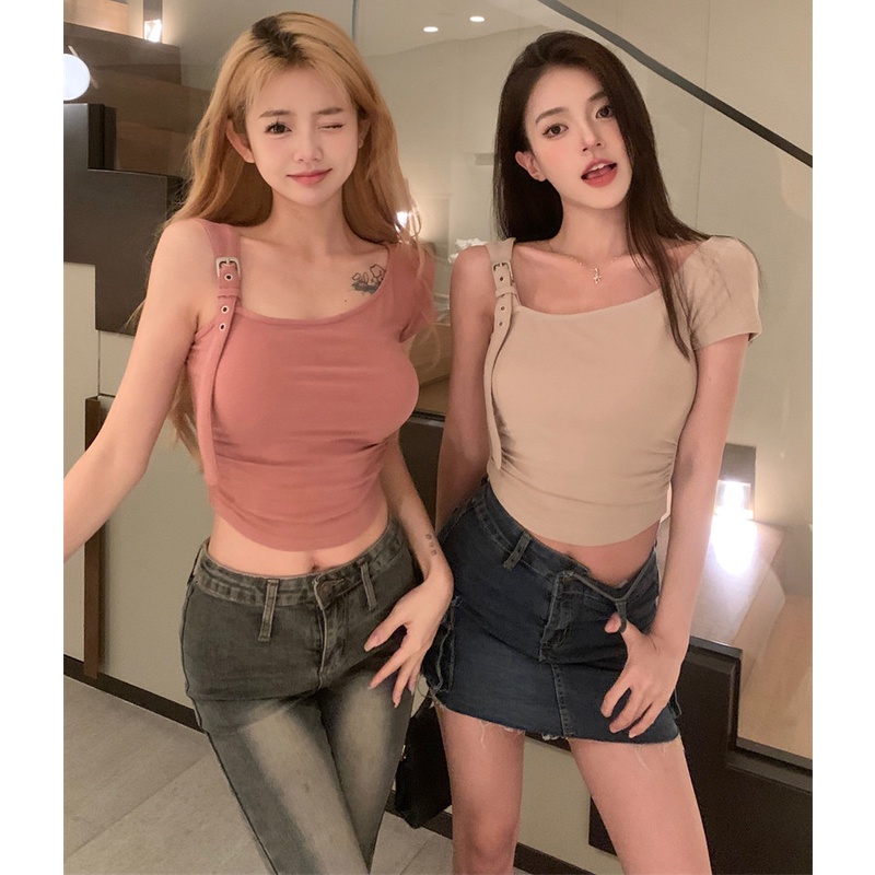 Áo Kiểu Trễ Vai Dáng Ôm Thiết Kế Bất Đối Xứng Thời Trang Quyến