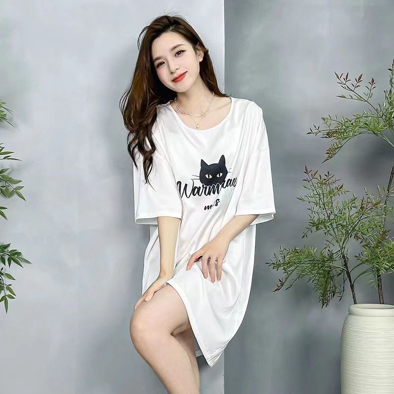 Đầm Ngủ Vải Lụa Lạnh Mỏng Dáng Rộng Thời Trang Mùa Hè 2023 150kg