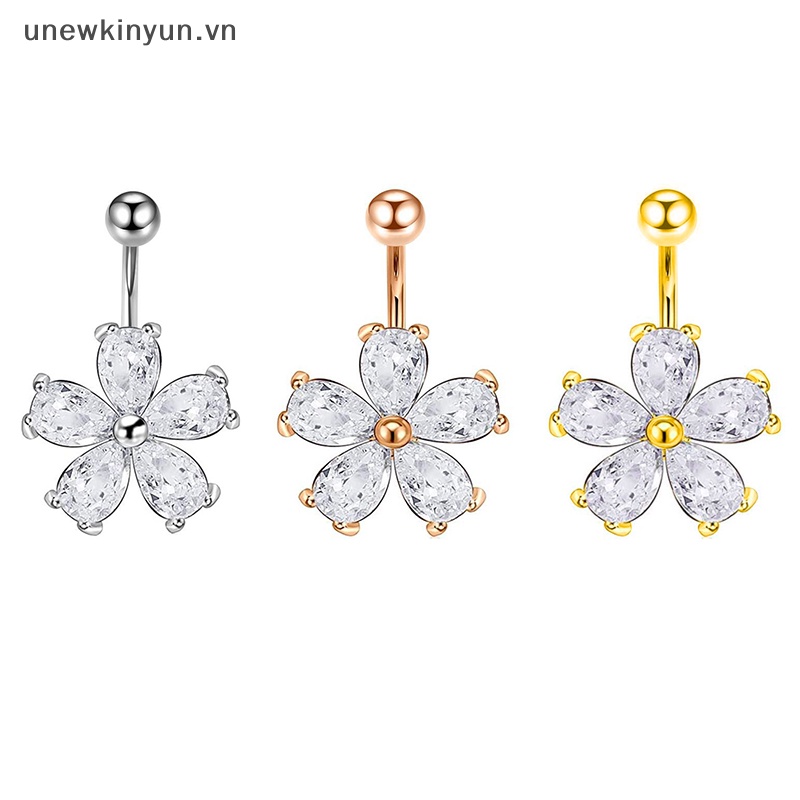 Uu Khuyên Rốn Bằng Thép Không Gỉ Đính Đá Zircon Dễ Thương Quyến Rũ Cho Nữ