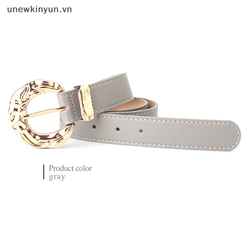 Thắt Lưng Da Pu Khóa Tròn Màu Vàng Kim Phong Cách Cổ Điển Thời Trang Cho Nữ