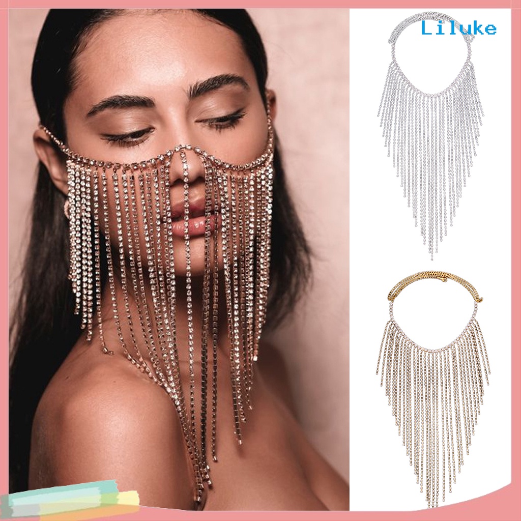 Mạng Che Mặt Tua Rua Đính Đá Sang Trọng Cho Nữ