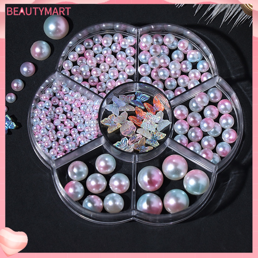 1 Hộp Hạt Ngọc Trai Giả Mini Trang Trí Móng Tay 3 / 5 / 6 / 8 / 10mm