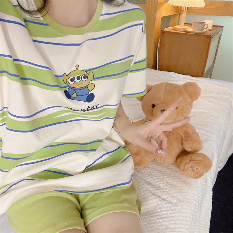 Bộ Đồ Ngủ Ba Mảnh In Hình Người Ngoài Hành Tinh Hoạt Hình Dễ Thương Phong Cách Hàn Quốc Thời Trang Mùa Thu Dành Cho Bạn