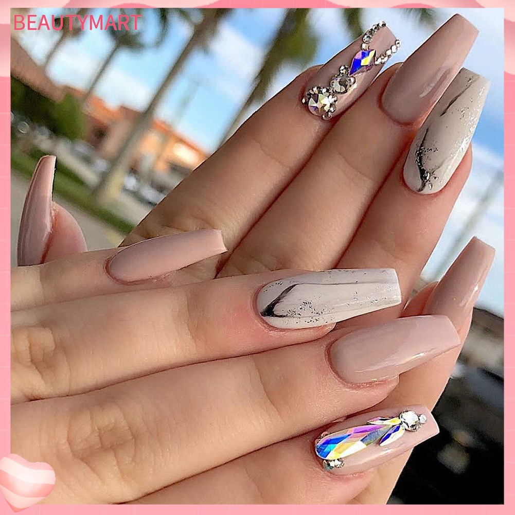 Bộ Đá Pha Lê Nhiều Hình Dạng Kèm Nhíp Gắp Trang Trí Móng Tay Nghệ Thuật