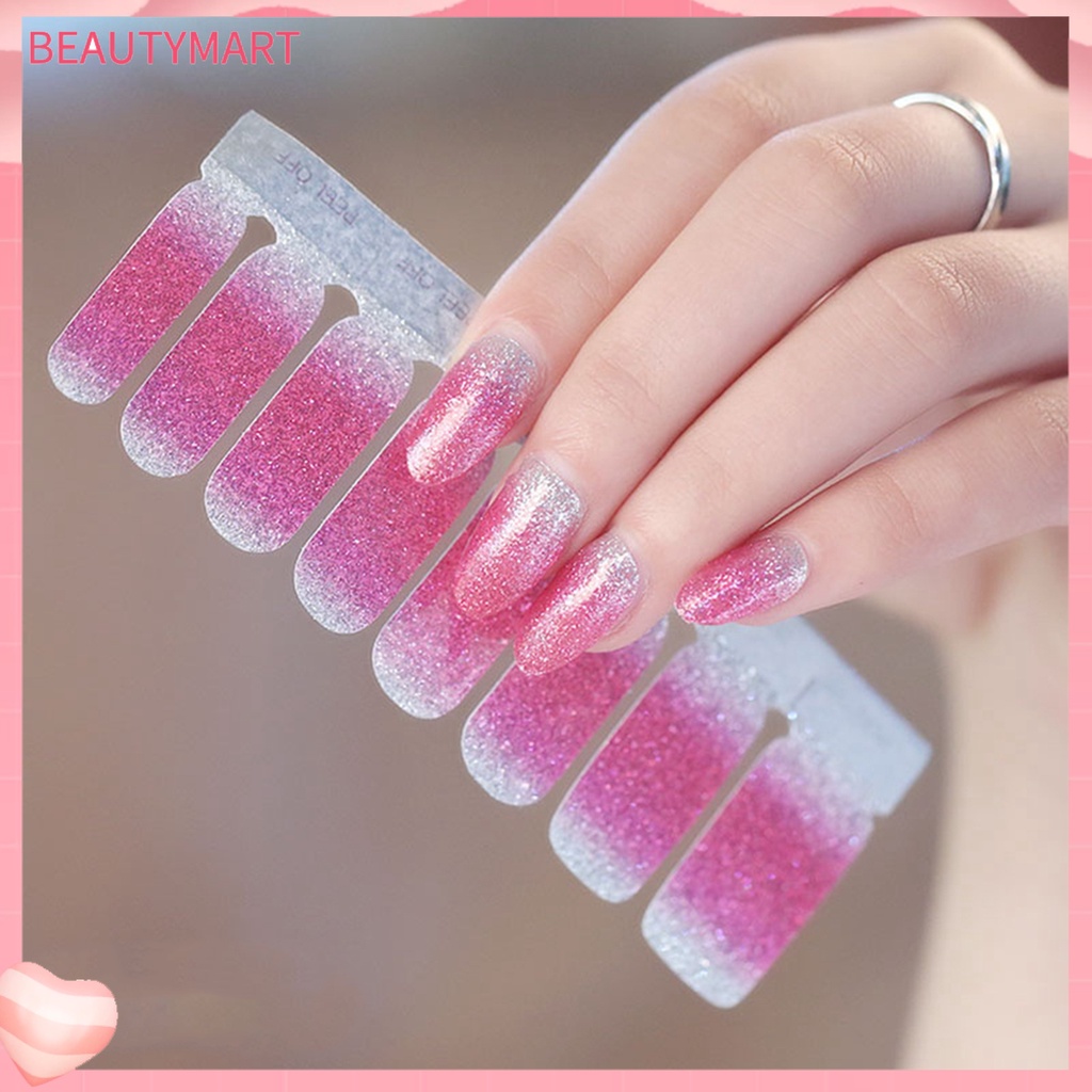 Miếng Dán Trang Trí Móng Tay Toàn Diện Màu Gradient Lấp Lánh