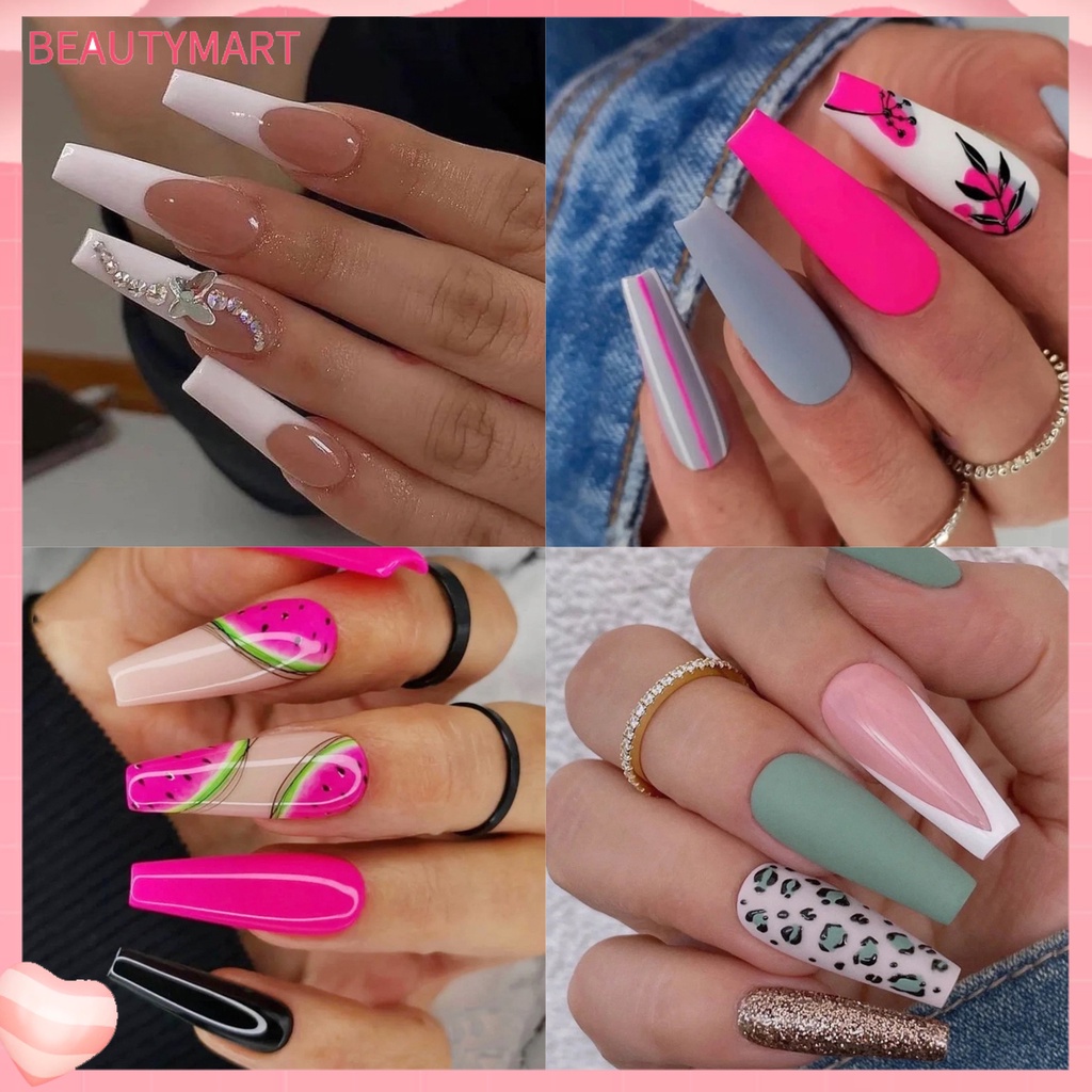 Bộ 500 Móng Tay Giả Trong Suốt Chống Vỡ Lâu Trôi DIY