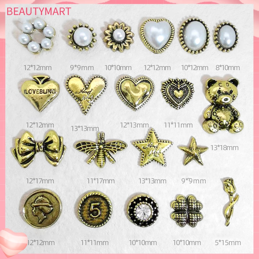 Túi 10 Phụ Kiện Trang Trí Móng Tay Nghệ Thuật Hình Hoa 3D Bằng Hợp Kim Chống Rỉ Sét DIY