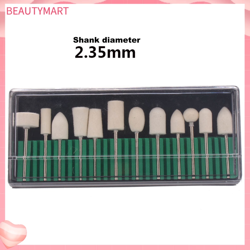 Bộ 12 Mũi Khoan Mài Móng Tay Chống Trầy Màu Trắng Dùng Tại Nhà