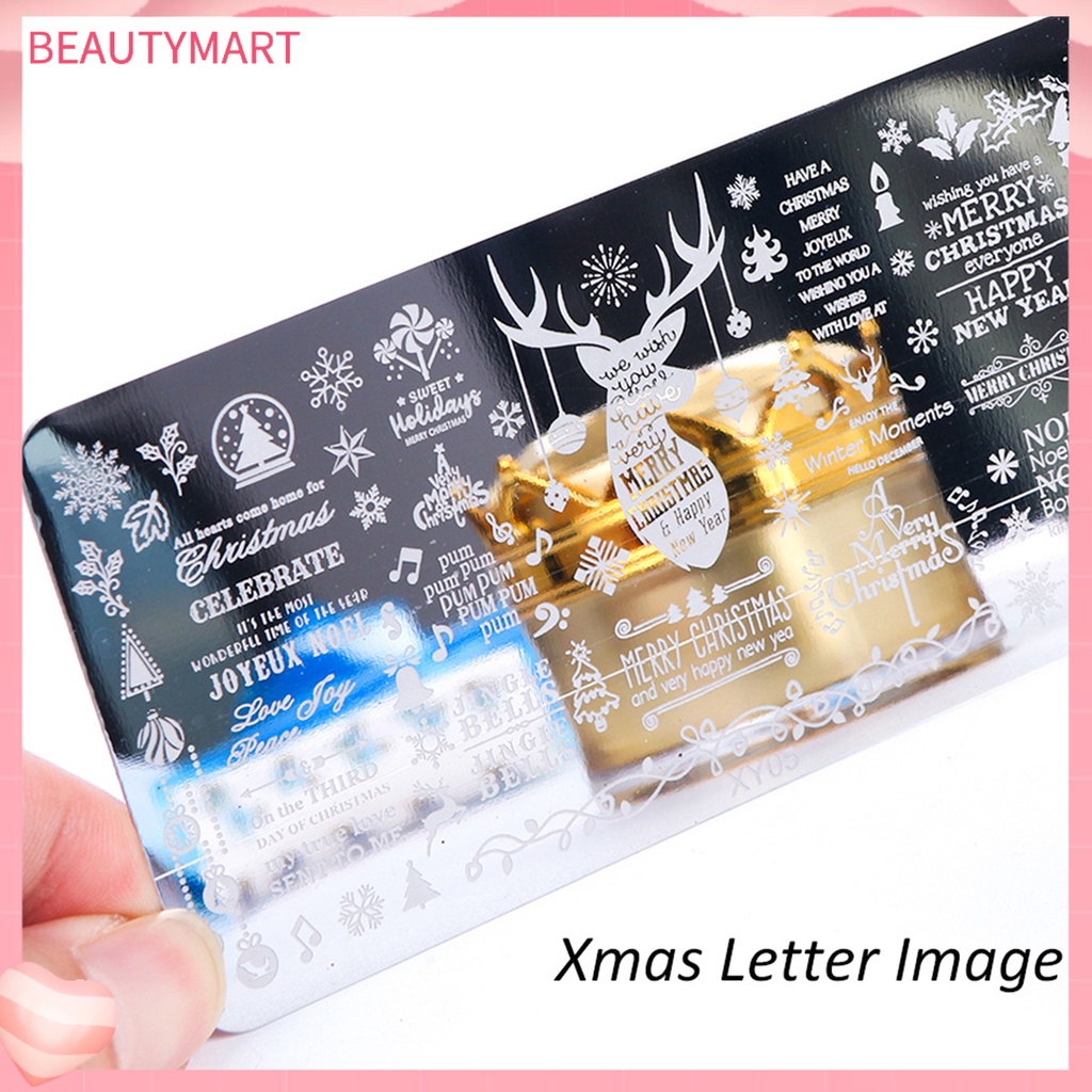 Khuôn In Họa Tiết Bông Tuyết Trang Trí Móng Tay Bằng Thép Không Gỉ Phong Cách Giáng Sinh Dành Cho Nữ