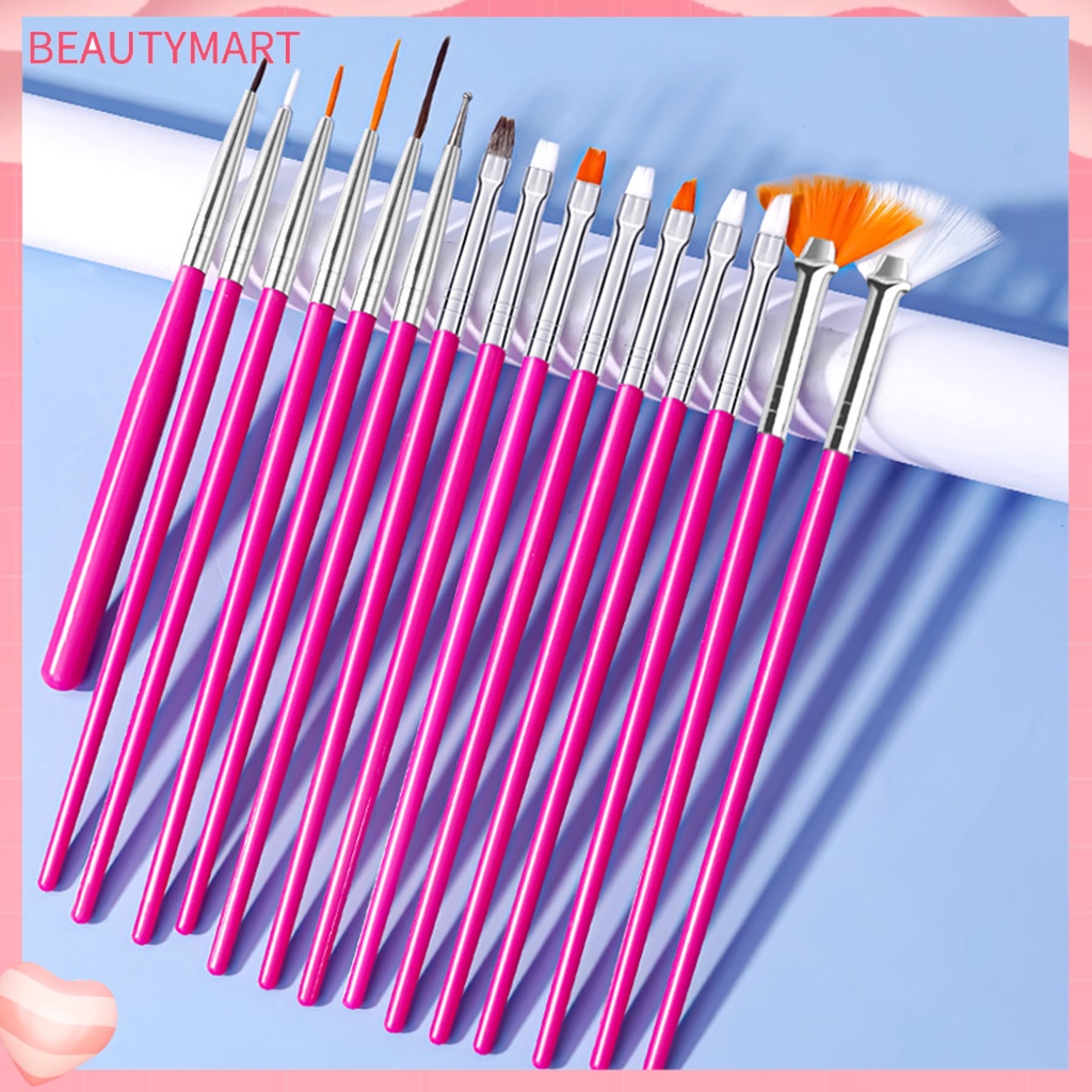 Bộ 15 Cọ Vẽ Móng Tay Đầu Mềm Không Phai Màu Hiệu Ứng Gradient DIY