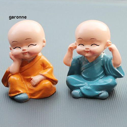 Set 4 Tượng Chú Tiểu Hoạt Hình Dễ Thương Trang Trí Tiểu Cảnh