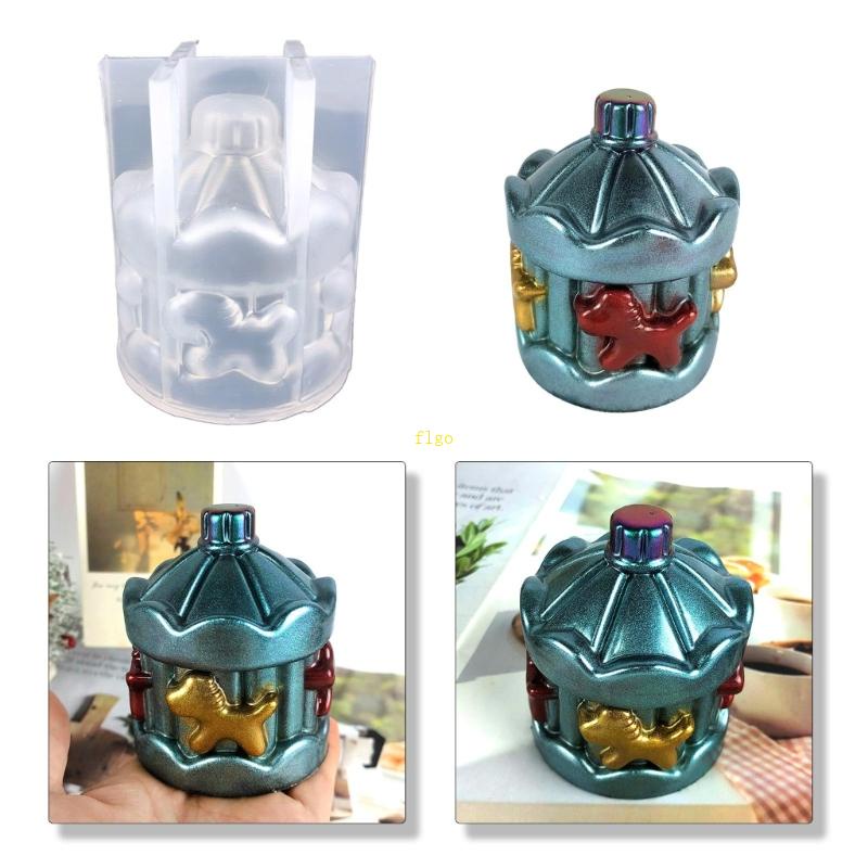 Khuôn Silicone Làm Nến Epoxy Resin DIY Hình Vòng Xoay Ngựa Gỗ