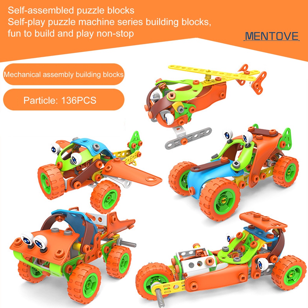 Đồ chơi trẻ em Lắp Ráp Xe 136 Mảnh Bằng Nhựa Đa Năng Cho Bé