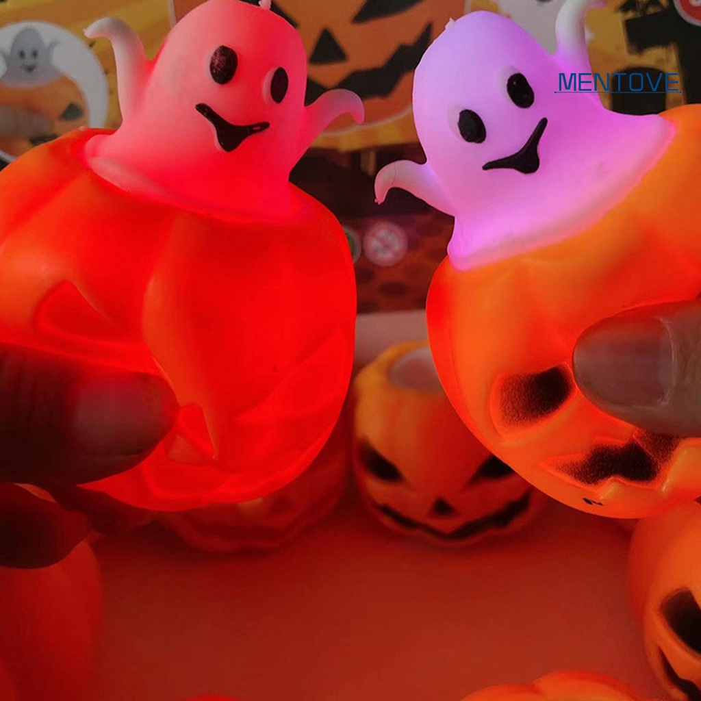 Đồ Chơi Nắn Bóp Hình Quả Bí Ngô Halloween Dạ Quang Giảm Căng Thẳng Dễ Thương