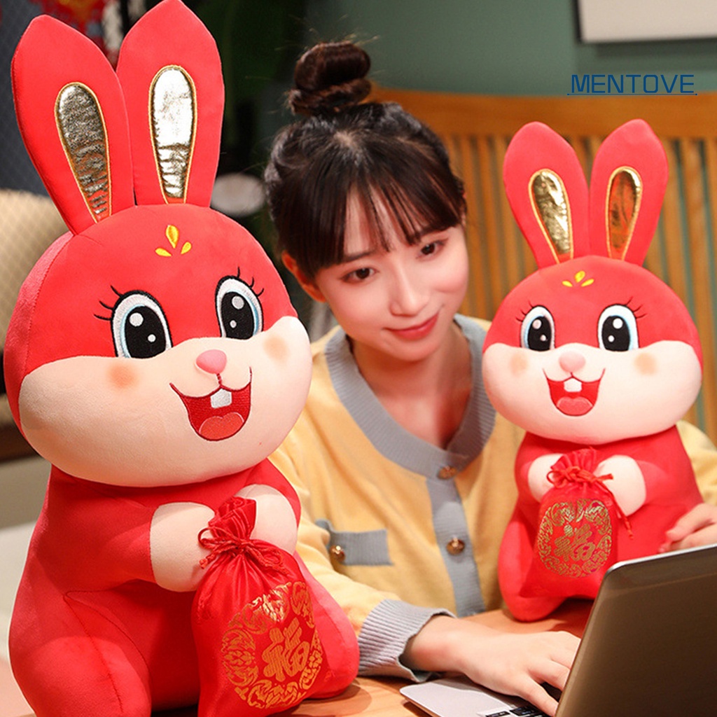 Thỏ Nhồi Bông 28 / 43 / 55cm Phong Cách Trung Hoa Dễ Thương Trang Trí Nhà Cửa